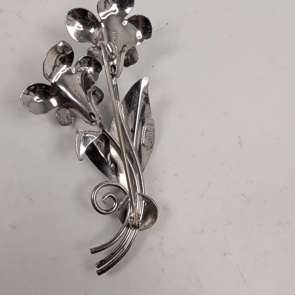 Vintage BB (Binder Bros) Sterling Silver Floral Bouquet Brooch Pin